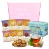 Tea and Biscuits Gift Set Hamper With Traditional British Border Biscuits Including 8 Packs & Tea Caddy In a Luxury Pink Hamper Box | Great for Women, Mum and Grandmas view 1