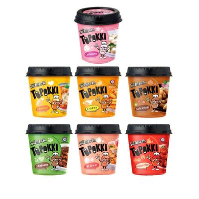 SamSam Instant Tteokbokki Topokki Korean Rice Cakes Chewy Street Snack, Multi Flavours, Carbonara, Cheese, Curry, Garlic Teriyaki, Jjajang, Rose, Original Sweet & Spicy (Pack of 6, 6 Random Flavour)