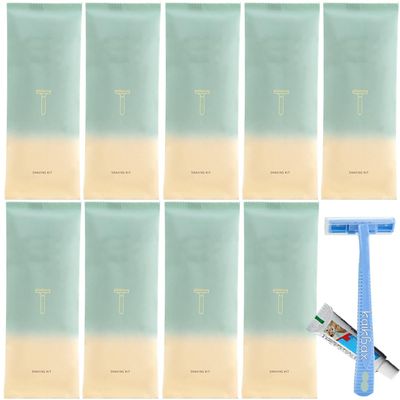 10Pack Luxury Individually Wrapped Hotel Disposable Razors Kit With Shave Cream; Clean and Hygienic; Multipurpose Travel Private Body Razor; Guest Shaving Razor Set for Home Hotel Travel