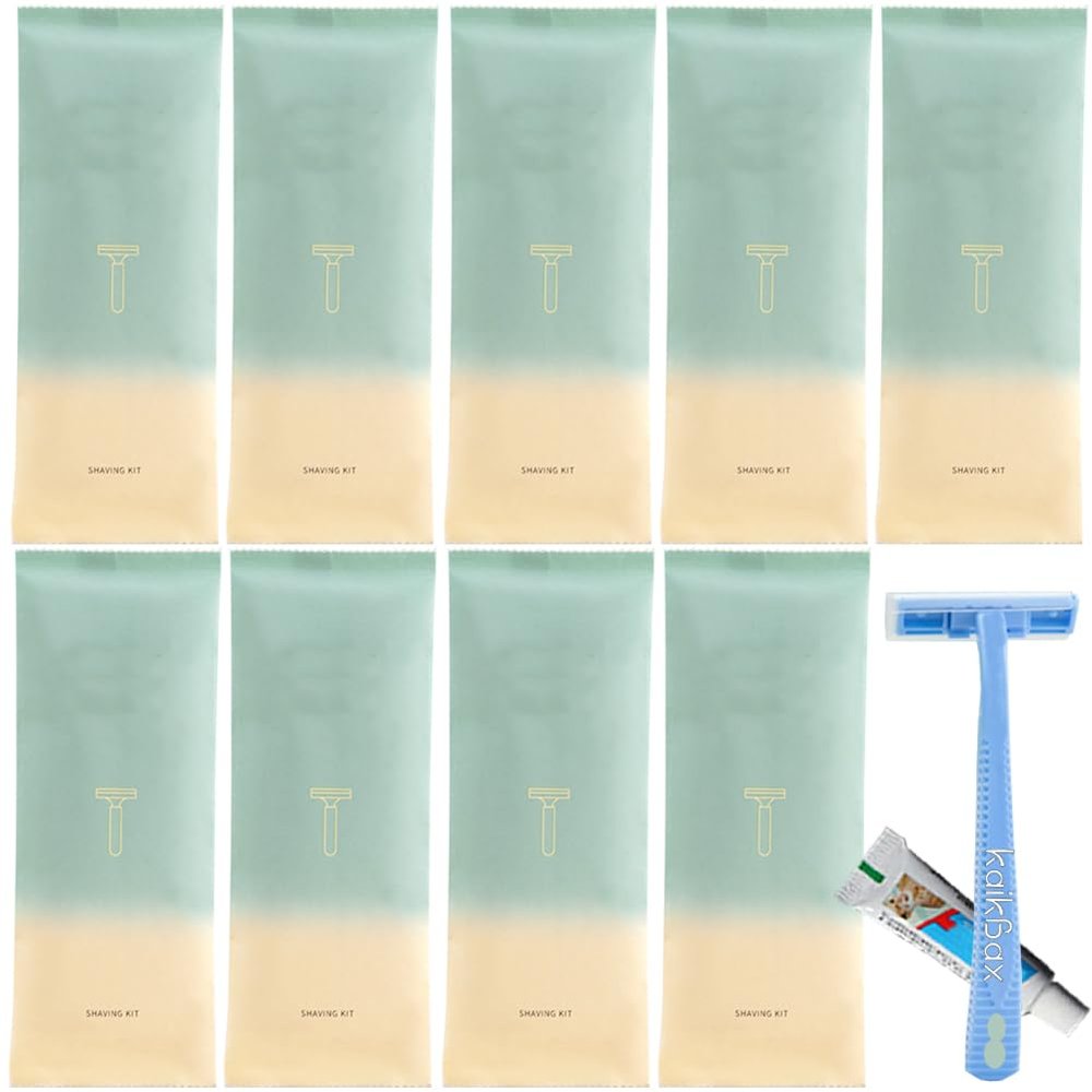 10Pack Luxury Individually Wrapped Hotel Disposable Razors Kit With Shave Cream; Clean and Hygienic; Multipurpose Travel Private Body Razor; Guest Shaving Razor Set for Home Hotel Travel