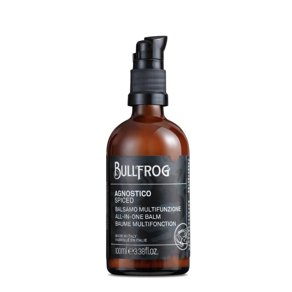 Bullfrog - Agnostico On The Rocks Multi-Use Balm for Beard and Hair, Oud and Anise Scented Cream Balm, Nourishes, Hydrates, Soothes Skin, Protects Against Irritations, 100 ml