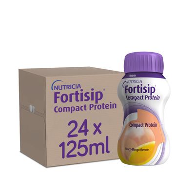 Fortisip Compact Protein Drink, Peach and Mango Flavour, 125ml Bottle x24