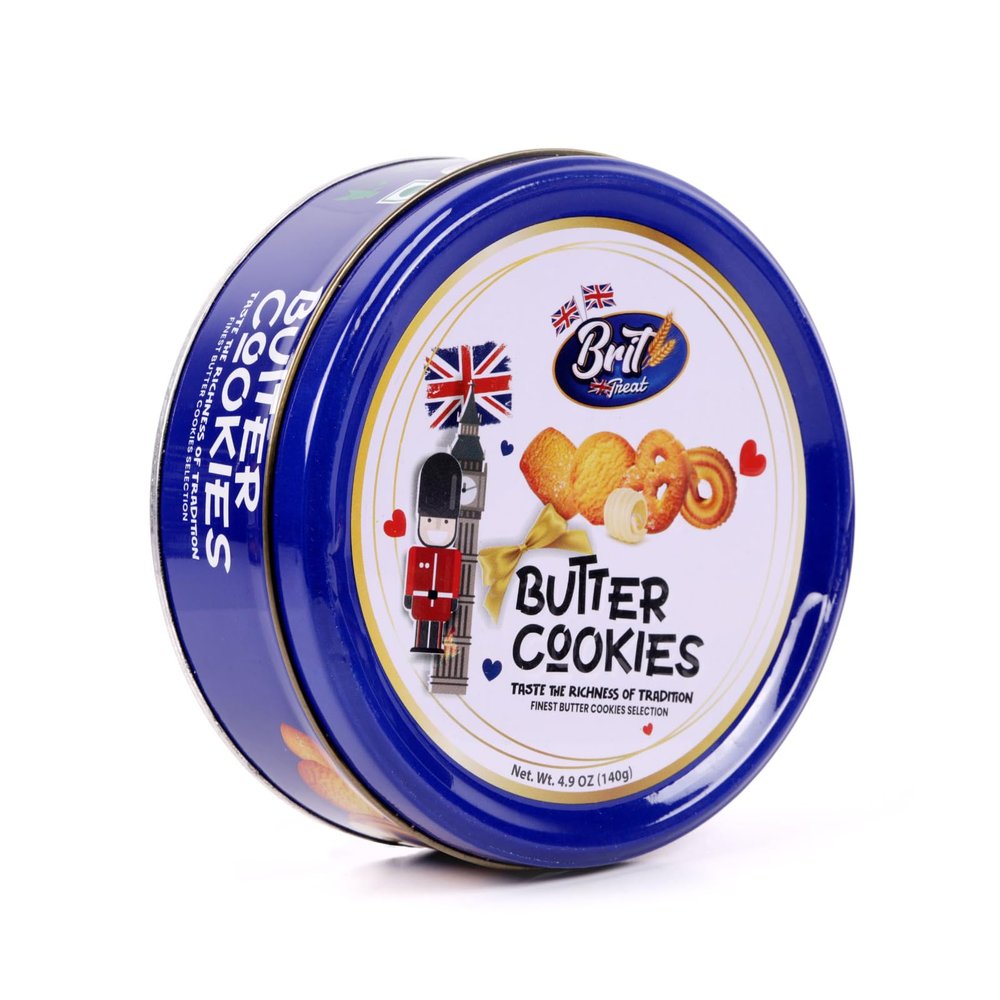 BRIT TREAT Danish Butter Cookies Gift Tin 6 x 140g Luxury Selection Box | Authentic Danish Butter Biscuits Tin | Classic Assorted Biscuits for Treatings, Holidays, Birthdays & Everyday Indulgence