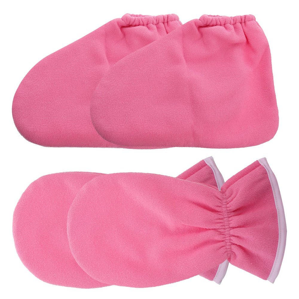 BESTYASH Paraffin Wax Mitts and Booties Hand and Foot Care Gloves 2pcs Pink Nourishing Therapy Set for Dry Skin Hydration