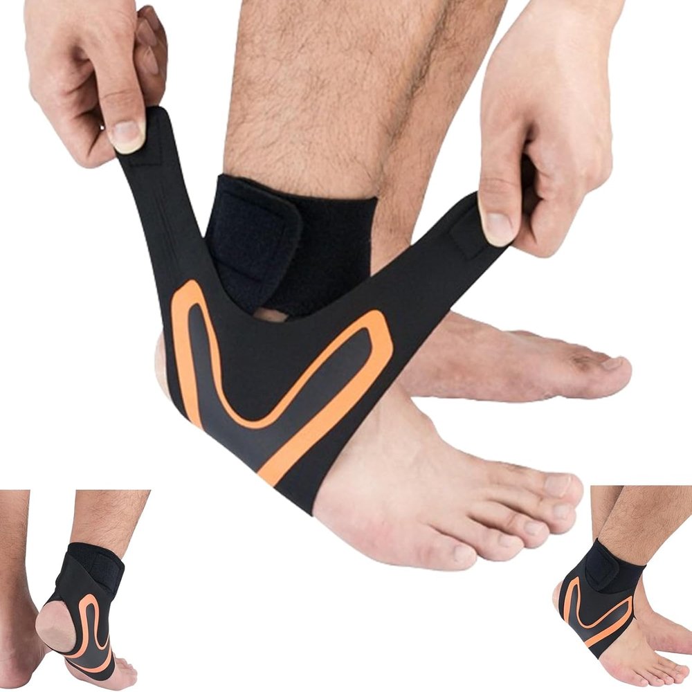 1Pair Hutena X Wrap Neuropatia, Foot Wraps for Pain, Elastic Sprain Foot Sleeve for Sports Protect, Ankle Support for Men and Women,Orange,XL