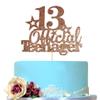 Happy 13th Birthday Cake Topper Glitter 13 Official Teenager Cake Topper Teenager Birthday Decorations for Teen 13th Birthday Party Decorations Supplies (Rose Gold) view 1