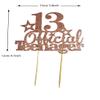 Happy 13th Birthday Cake Topper Glitter 13 Official Teenager Cake Topper Teenager Birthday Decorations for Teen 13th Birthday Party Decorations Supplies (Rose Gold) view 3