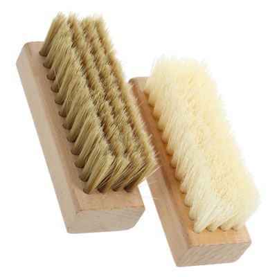 NIYANGLE Wood Handle Shoe Washing Brush Set 2pcs with Hard Nano Bristles and Soft Pp Bristles for Household Cleaning, Portable Multi-function Laundry and Outdoor Scrubbing Brushes