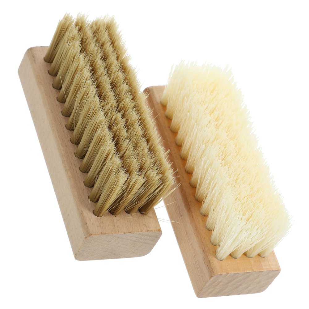 NIYANGLE Wood Handle Shoe Washing Brush Set 2pcs with Hard Nano Bristles and Soft Pp Bristles for Household Cleaning, Portable Multi-function Laundry and Outdoor Scrubbing Brushes