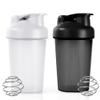 Fefod 2 Pack Protein Shaker Bottle with Stainless Steel Mixing Ball 500ml, Protein & Supplement Shaker Bottle, Leak Proof Flip Flop Lid Shake Bottle Mixer, BPA Free Protein Shake Bottle, Black + White view 1