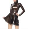 100% Latex Rubber Club Dresses Cosplay Maid Party Rock 0.4mm S-XXL,L,Coffee