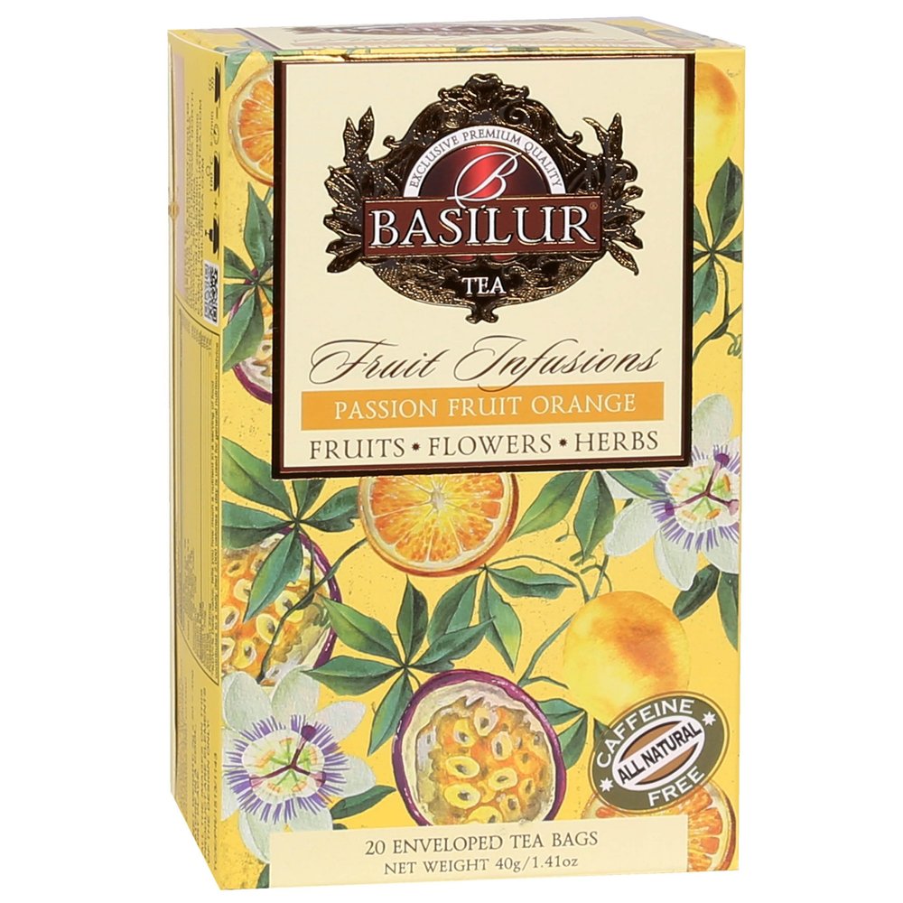 BASILUR Fruit Infusions - Caffeine-free fruit tea with the flavor of passion fruit, mandarin, and citrus, in sachets 20 x 2 g (1)