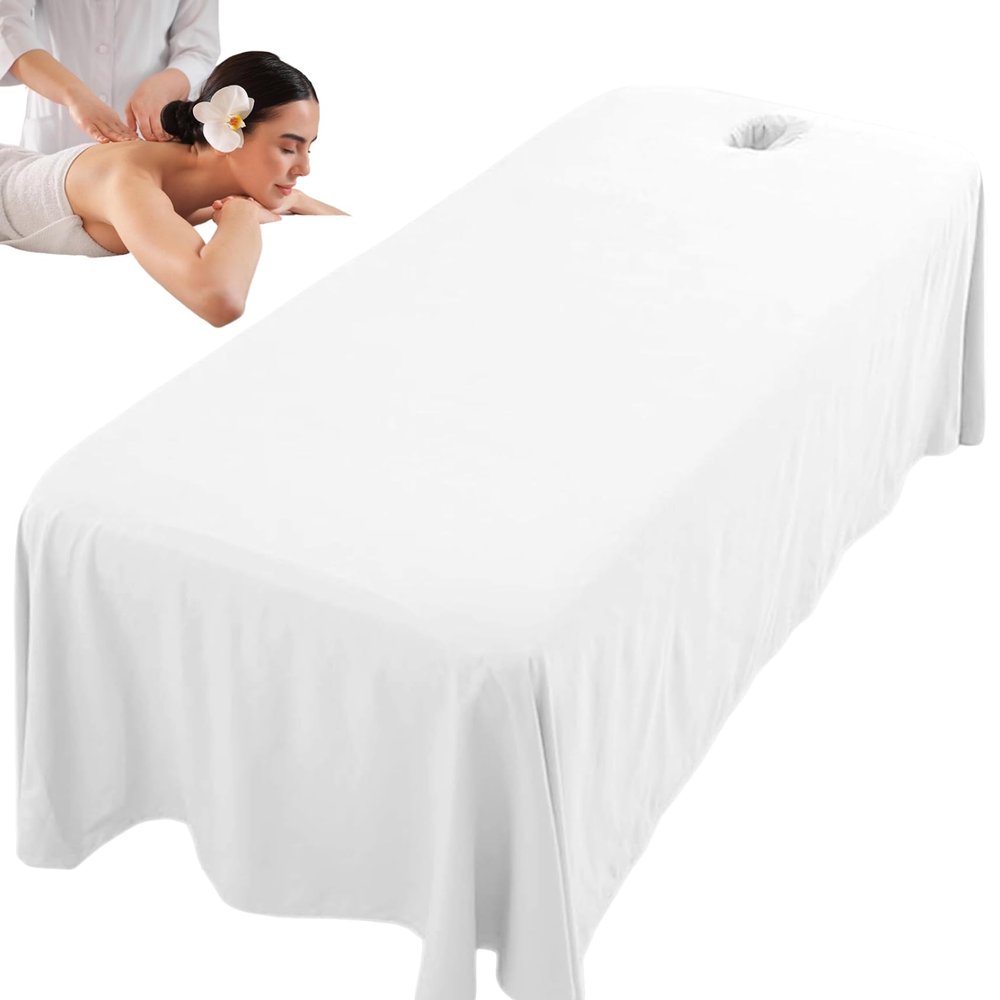 Massage Bed Sheet, Massage Bed Sheet, 114x71" Breathable Table Skirt with Face Hole, Washable Reusable Beauty Cover, Spa Cover for Salon