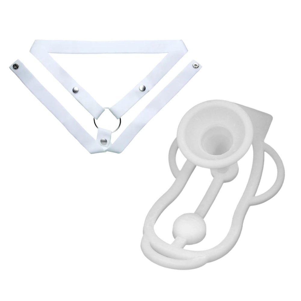 3 Colours Men's Bandolier Curved FuFu Clip with 1 x 3-Way Elastic Support Belt (White)