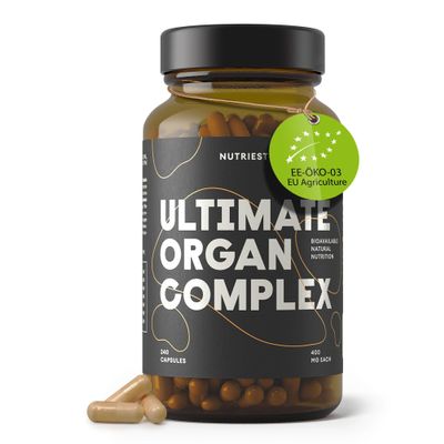 Nutriest 6-in-1 Ultimate Organ Complex (240 Capsules) Halal Beef Organ Supplement | Organic Grass-Fed Beef from Europe | Energy, Immune System & Vitality
