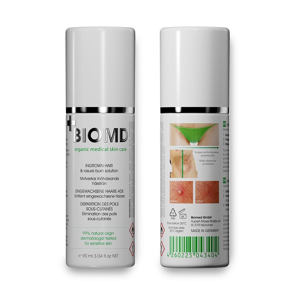2x BioMD against ingrown hairs, with BHAs and AHAs, razor burn, shaving, waxing, prevents ingrown hairs, razor burn, shaving, waxing, vegan - 90ml