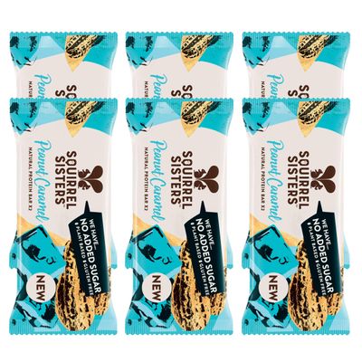 Squirrel Sisters Peanut Caramel Snack Bars 6 x 40gm - No Added Sugar, Vegan, Gluten-Free Nutrition Bars, Plant-based Healthy Snacks for Adults and Kids