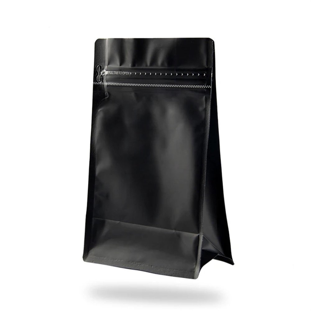 KRXSOBNV, 25pcs Thick Flat Bottom Coffee Bean Mylar Package Bags with Valve Aluminum Foil Side Gusset Zip Lock Coffee Bean Storage Bags,Zip lock bags(Black Without Valve,500g (1 lb))