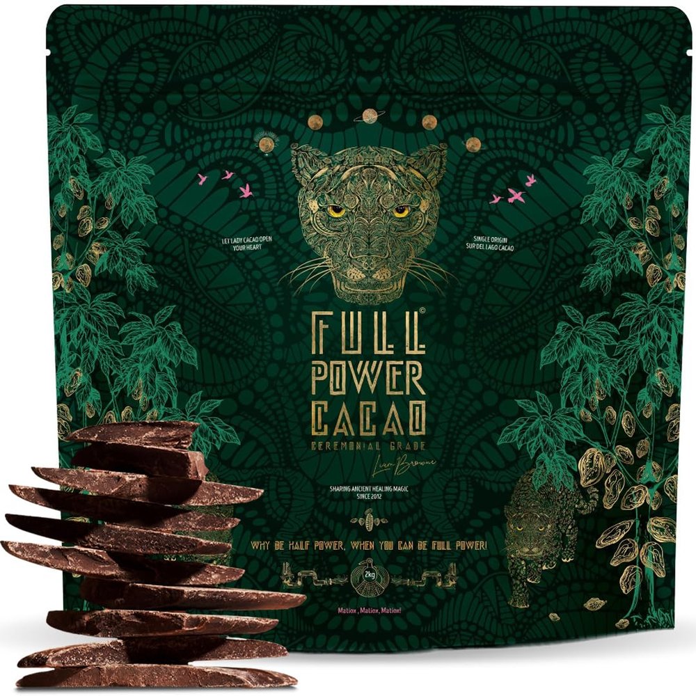 FULL POWER CACAO - Ceremonial Grade Cacao 2kg - Premium Raw & Pure Ceremonial Grade Cacao for Heartwarming Rituals & Healing Journeys, As Seen On Dragon's Den - From Local Farmers in Venezuela