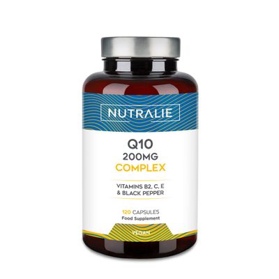 Coenzyme Q10 Complex 250mg - Vitamins C, E and B2 - with Black Pepper - 120 Capsules Coq10 - Ubiquinone Coenzyme Q10-120 Capsules Nutralie