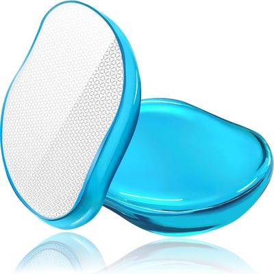 Crystal Hair Eraser for Women and Men, Reusable Crystal Hair Remover Magic Painless Exfoliation Hair Removal Tool, Magic Hair Eraser for Back Arms Legs (Electroplating - light blue)