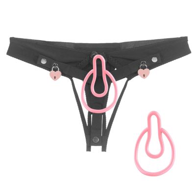 1 Set of 2 Men's Curved Fufu Clips + 1 Chastity Pants (Black, L)