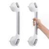 DUORAN Shower Handle 2 Pack, 17 Inch Grab Bars for Bathtubs and Showers, Strong Suction Cup Safety Handrails for Seniors, Elderly, Injury Recovery, No Drilling Waterproof Bathroom Grip, Grey view 1