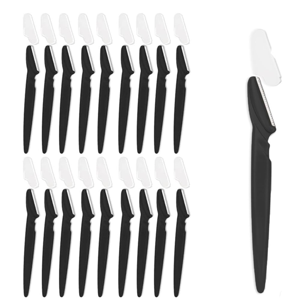 18pcs Dermaplaning Blades For Face - Face Razors for Women, Eyebrow Razor & Facial Hair Remover, Exfoliates Facial Skin, Eyebrow Shaper, Dermaplaning Tool for Women and Men (Black)