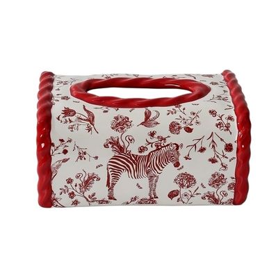DFHS46JK Tissue Box Cover Creative Home Paper Towel Box Living Room Square Ceramic Drawer Box In Living Room(Red)
