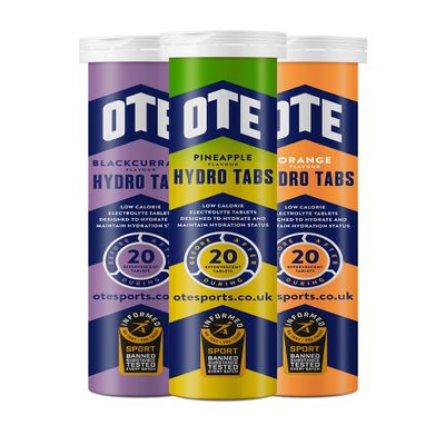OTE Hydro Tabs - Electrolyte Tablets - Salt Tablets for Runners & Cyclists - Rehydration for Cycling, Running and Endurance Sport - Tubes of 20 (Mixed Pack x3)