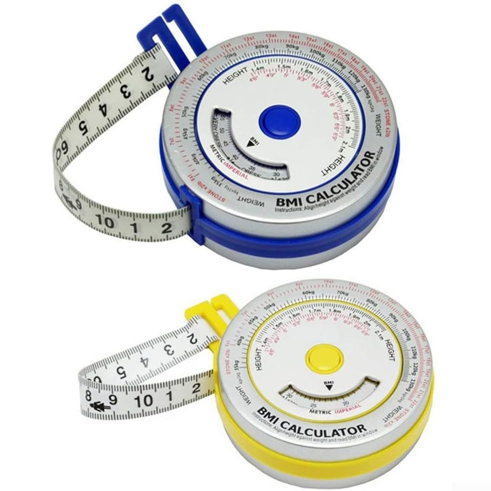 BMI Body Measurement Tool 150cm Retractable Tape for Diet Size Checking (blue+yellow)