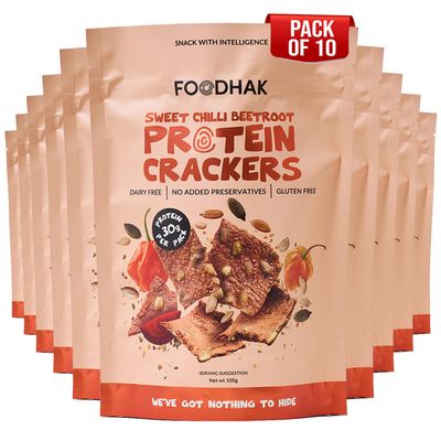 FOODHAK Sweet Chilli Beetroot Protein Gluten Free Crackers | 10 x 100g