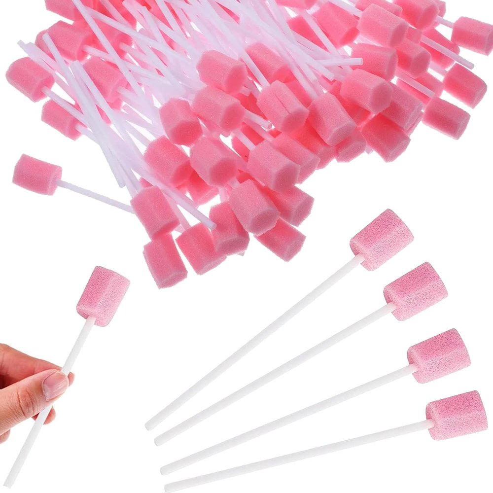 50 Pcs Oral Care Swabs Soft Mouth Swabs for Elderly, Hospital, and End of Life Care Treated Foam Swabs for Gentle Cleaning & Oral Hygiene