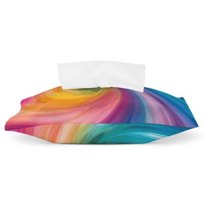 Rainbow Colored Swirl Tissue Box Cover Modern Decorative Tissue Holder PU Rectangular Storage Box Suitable for Dressing Tables Office Nightstand