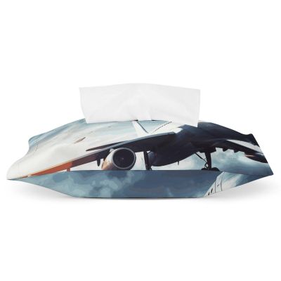 Airplane Tissue Box Cover Modern Decorative Tissue Holder PU Rectangular Storage Box Suitable for Dressing Tables Office Nightstand