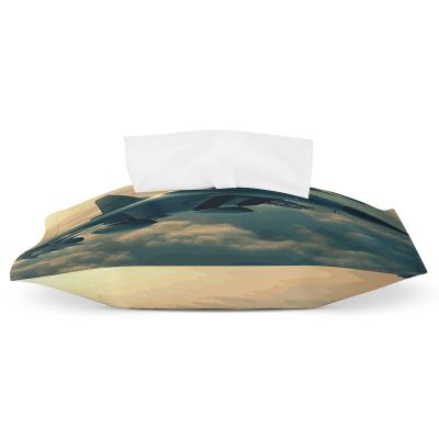 Aircraft Fighter Jets Tissue Box Cover Modern Decorative Tissue Holder PU Rectangular Storage Box Suitable for Dressing Tables Office Nightstand