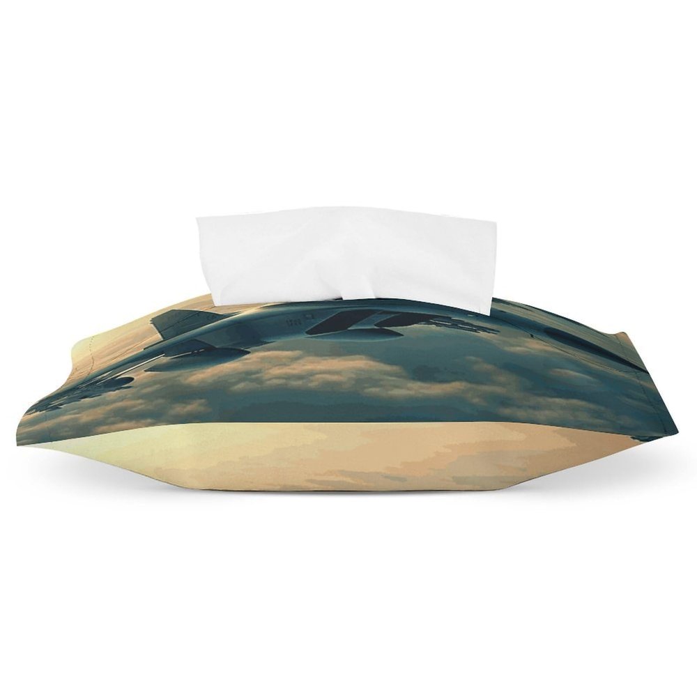 Aircraft Fighter Jets Tissue Box Cover Modern Decorative Tissue Holder PU Rectangular Storage Box Suitable for Dressing Tables Office Nightstand