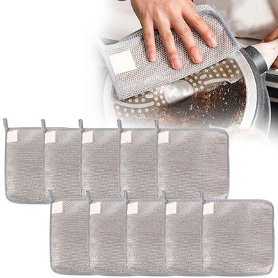 Jiexily Multipurpose Wire Dishwashing Rags for Wet and Dry, 2025 New Non-Scratch Wire Dishcloth, Metal Scrubbing Pads Sponge Cloths Towels Clean for Home Kitchen Dishes, Sinks (10 Pack)
