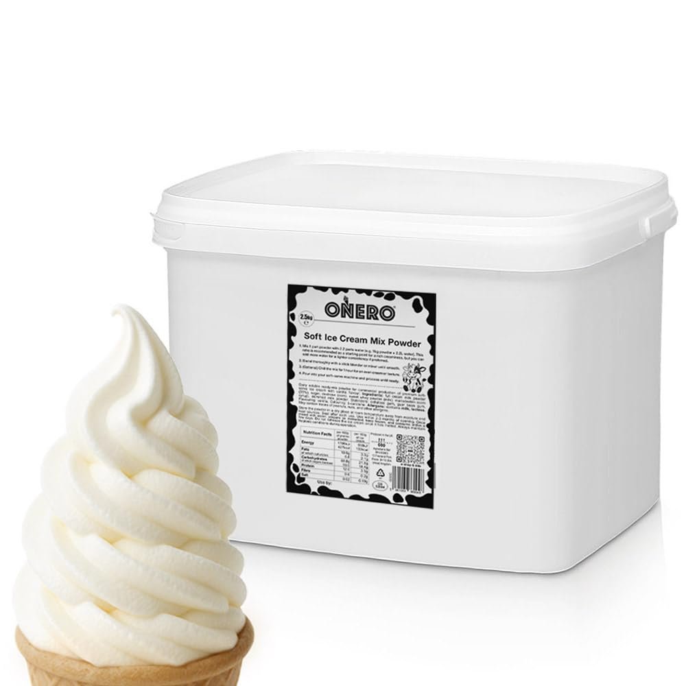ONERO Vanilla 5kg Bulk | Premium Soft Dairy Ice Cream Mix Powder | Makes up to 18kg/180 Servings, Just Add Water to Reconstitute | Slow Melting | Produced in the UK
