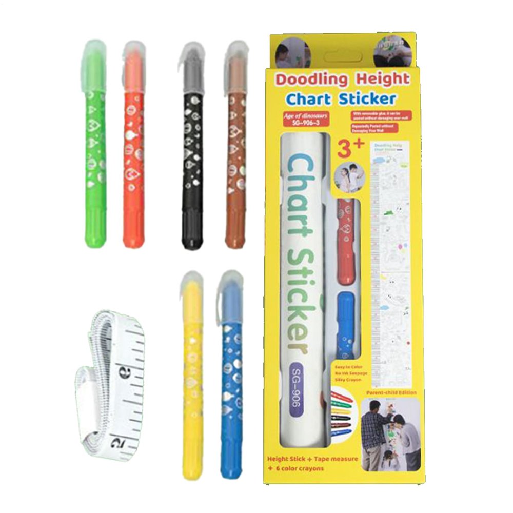 Growth Chart, Height Chart - Doodling Height Sticker - Wide Decorative Growth Measuring Tool for Nursery Bedroom Classroom Playroom