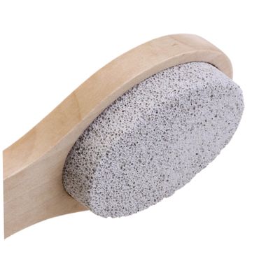 Mikinona 4-in-1 for Callus Reduction and Massage Effect Foot Exfoliating Brush Wooden Handle with Pumice Stone and Bristle Sturdy Tool for Rough Skin and Cracked Heels Care