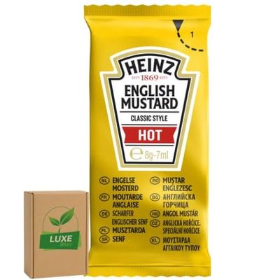 English Mustard Individual Sachets - Single Serve Portions Sachets (Pack of 50) - Compatible for Heinz By Luxe Bitez