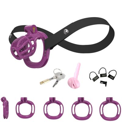 5 Different Sizes of Men's Honeycomb Breathable cage with an Elasticated belt-UKRB43 (Purple, D4)