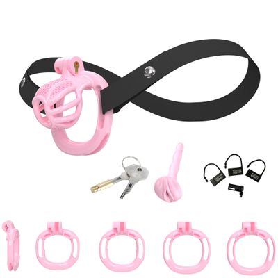 5 Different Sizes of Men's Honeycomb Breathable cage with an Elasticated belt-UKRB43 (Pink, D4)