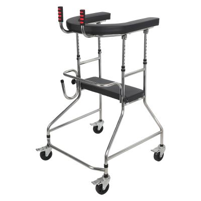 tinysiry Upright Walkers for Seniors, Stand Up Bariatric Walker with Armrest Pad, Adjustable Rolling Mobility Aid, 4-Wheel Support Frame 220lbs Capacity, Standing Walker for Disabled Rehabilitation B