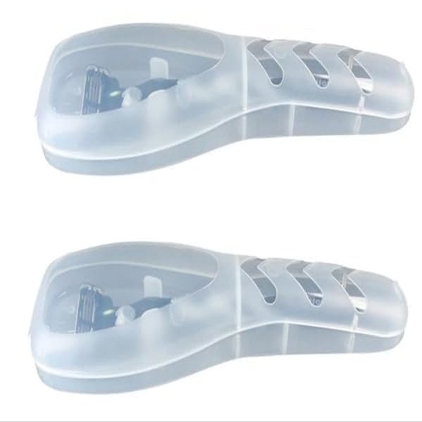 2Pcs Clear Travel Razor Case - Portable Shaver Protector for Men, Universal Fit Manual and Electric Shavers, Transparent Compact Organizer with Locking Clips, Toiletry Bag Storage Accessories