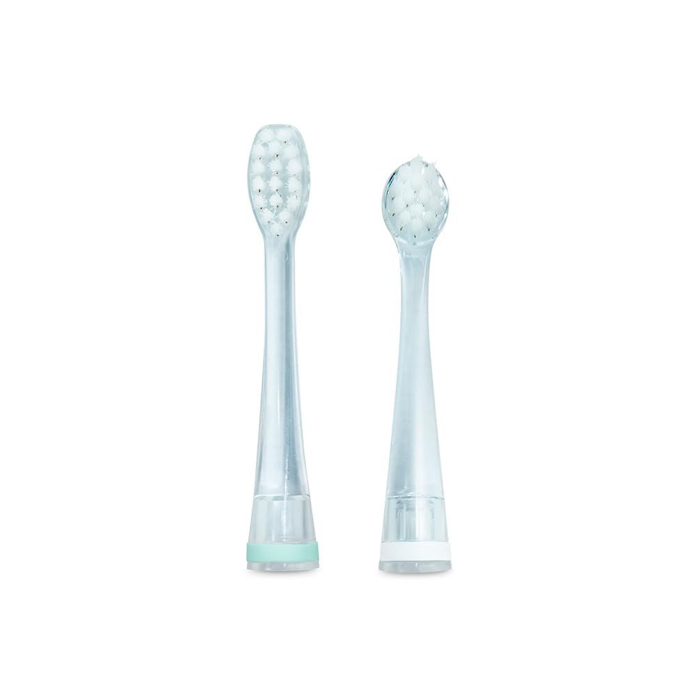 Miniland - Replacement Brush Heads for Childrens Electric Toothbrush, 2 Soft Interchangeable Heads for Ages 06, Compatible with Baby Tooth Care