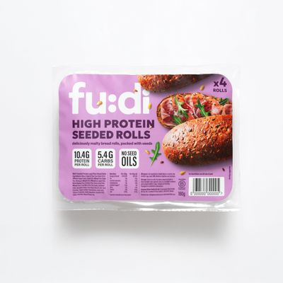 fu:di High Protein Seeded Rolls (4 Pack) - Low Carb, High Fibre, High Protein - Sesame, Flax & Sunflower Seeds, Keto Bread Rolls (180g)