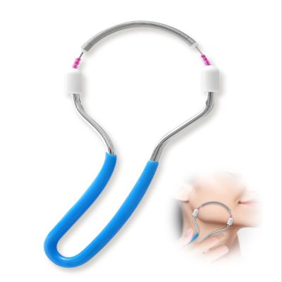 ASADAYS Facial Hair Remover Spring Tool - Precision Threading Device for Upper Lip Chin & Cheeks - Portable Stainless Steel Design for Women (Blue)