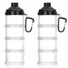 Baderke 2 Pcs Protein Powder Travel Container with Funnels Stand, 4 Layers Stackable Travel Powder Container Formula Supplement Organizer Storage Holder for Workout Fitness(Black) view 1